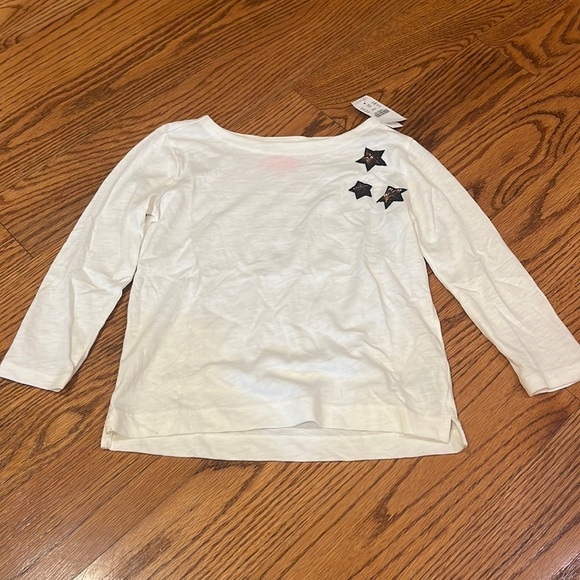 NWT Crewcuts Girl’s White Star Long Sleeve Size 4-5